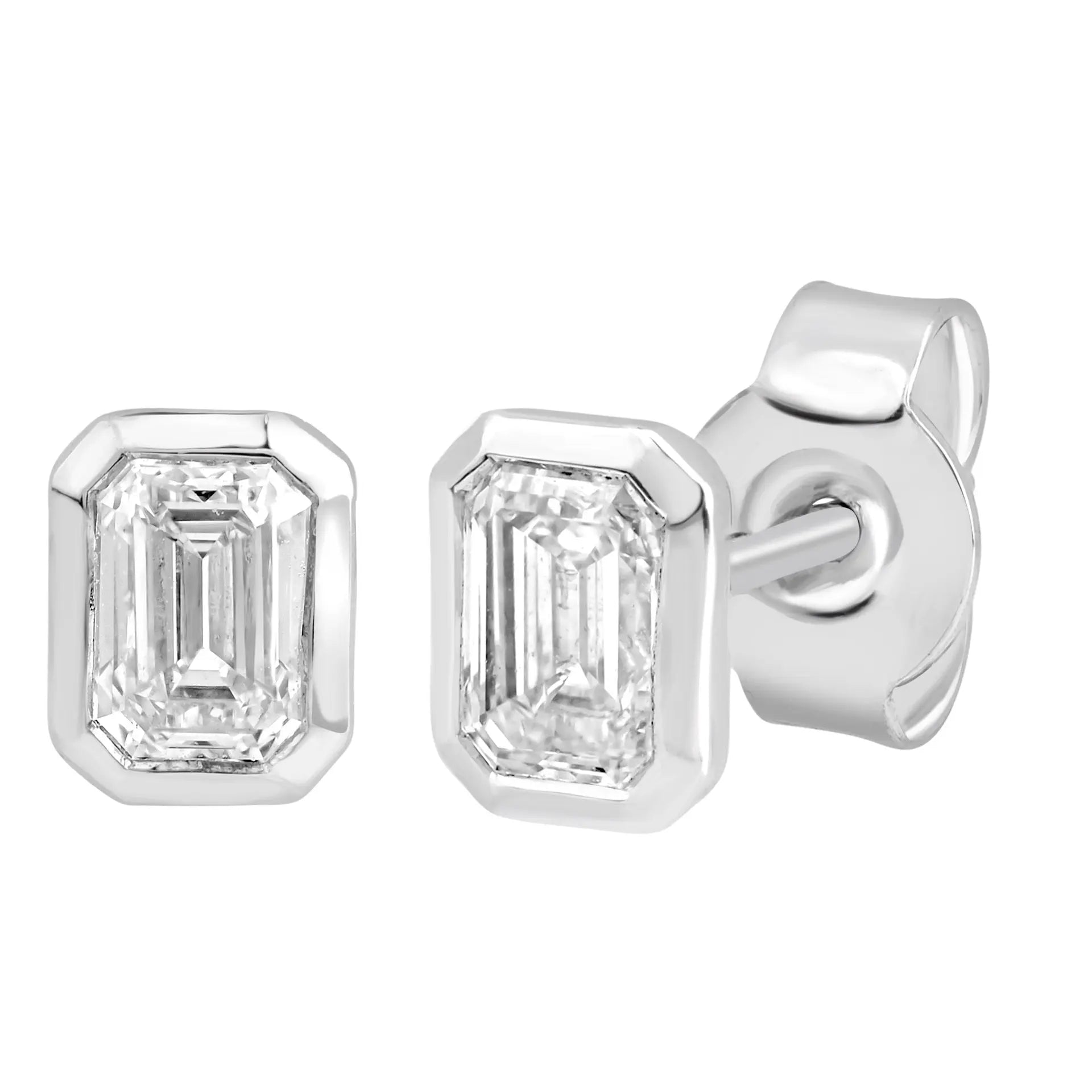 White Gold Earrings White Gold Diamond Emerald Cut Stud Earrings Danson Jewelers Danson Jewelers 