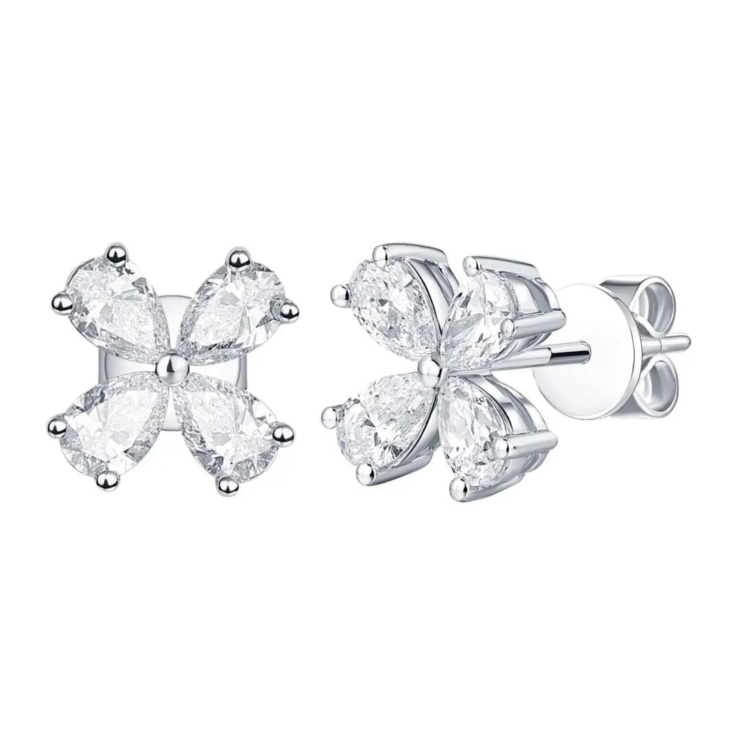 White Gold Earrings White Gold Diamond Flower Earrings dansonjewelers Danson Jewelers 