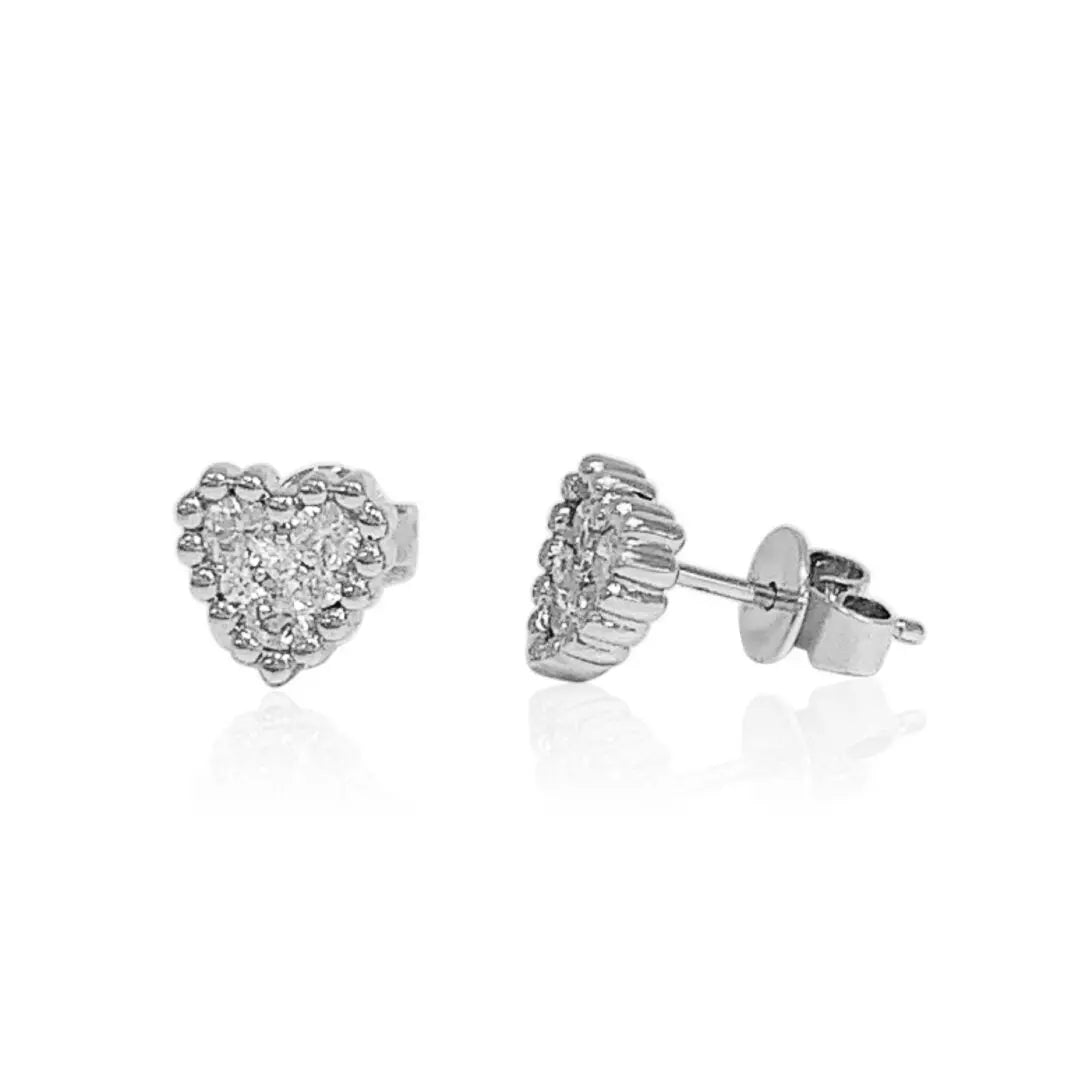 White Gold Diamond Heart Earrings dansonjewelers