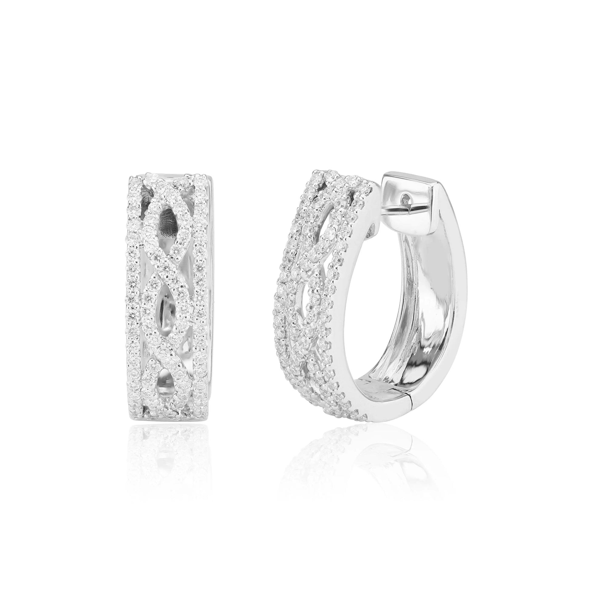 White Gold Earrings White Gold Diamond Infinity Hoops dansonjewelers Danson Jewelers 