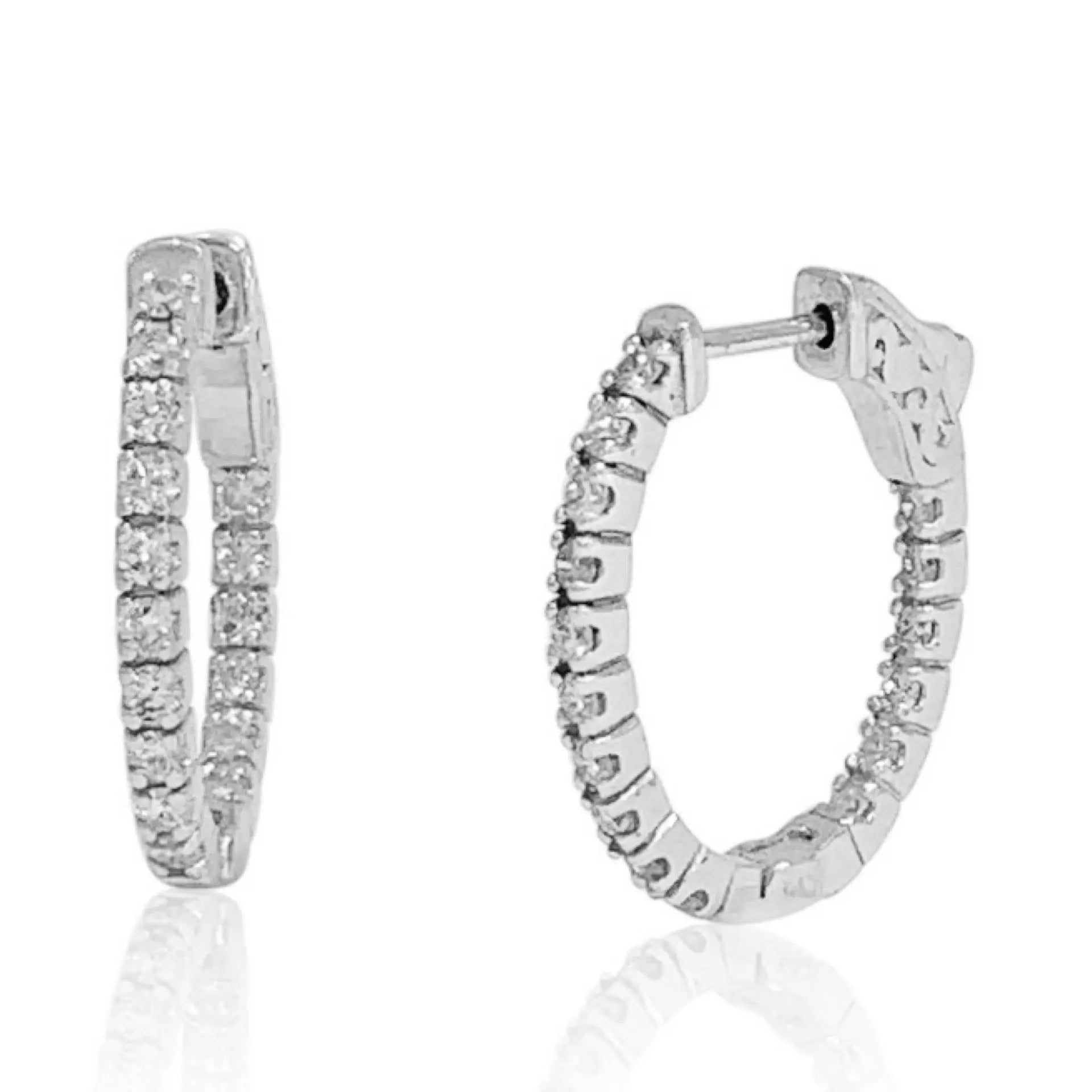 White Gold Earrings White Gold Diamond Inside And Out Hoops Danson Jewelers Danson Jewelers 