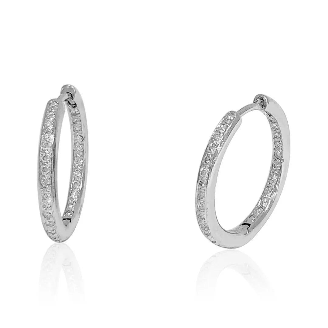 White Gold Diamond Inside And Out Hoops dansonjewelers