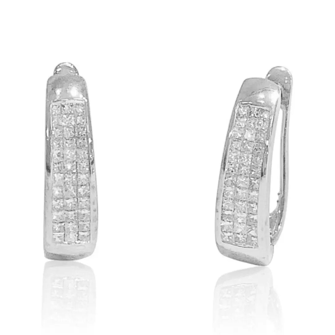 White Gold Diamond Invisible Set Hoops dansonjewelers