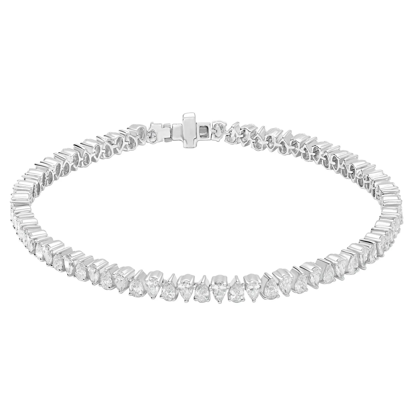 Bracelets White Gold Diamond Pear Shape Tennis Bracelet Danson Jewelers Danson Jewelers 