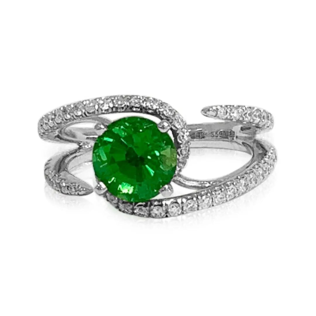 White Gold Diamond and Emerald Ring - Danson Jewelers Gemstone Rings 