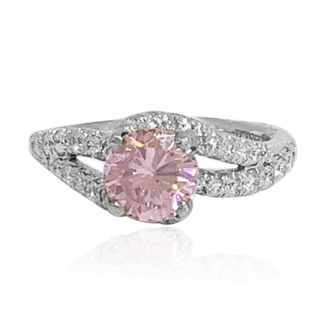 Gemstone Rings White Gold Diamond and Pink Sapphire Ring dansonjewelers Danson Jewelers 