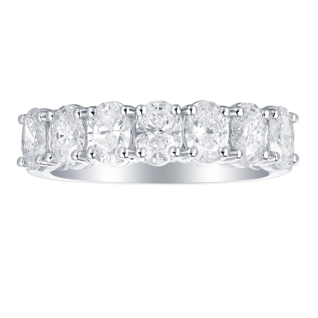 White Gold Ladies Rings White Gold Oval Diamond Band dansonjewelers Danson Jewelers 