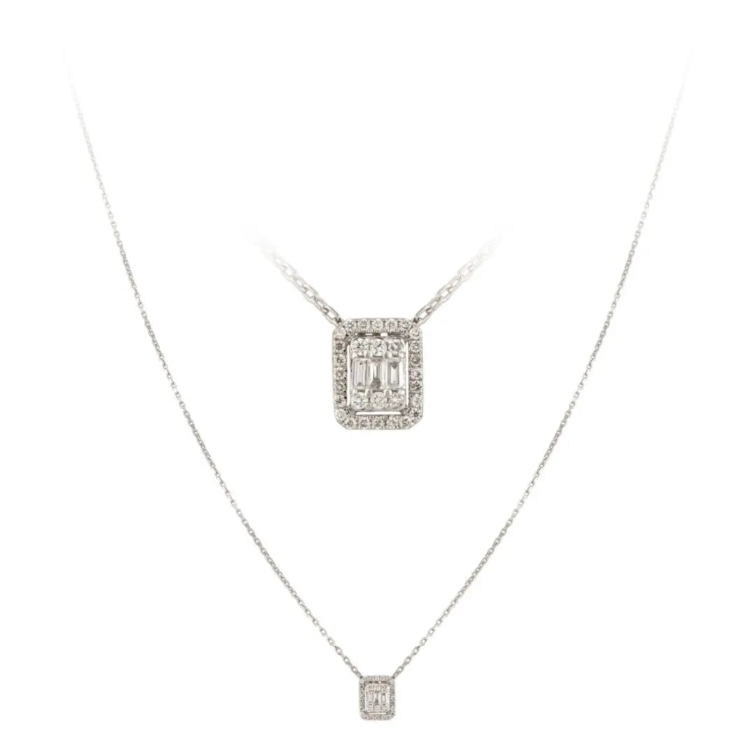 White Gold Rectangular Diamond Necklace - Danson Jewelers White Gold Necklaces 