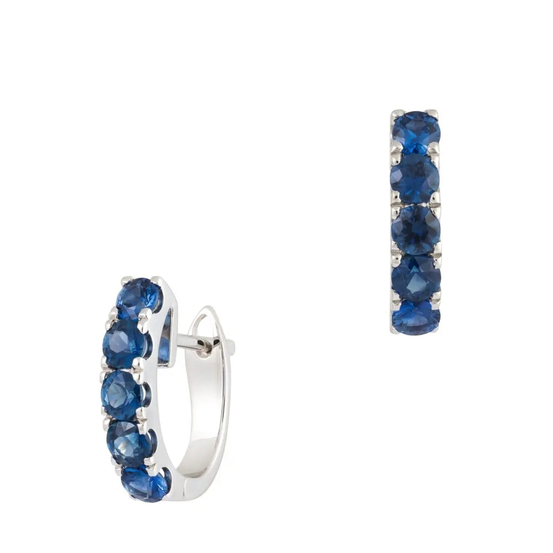 White Gold Sapphire Small Hoops - Danson Jewelers White Gold Earrings 