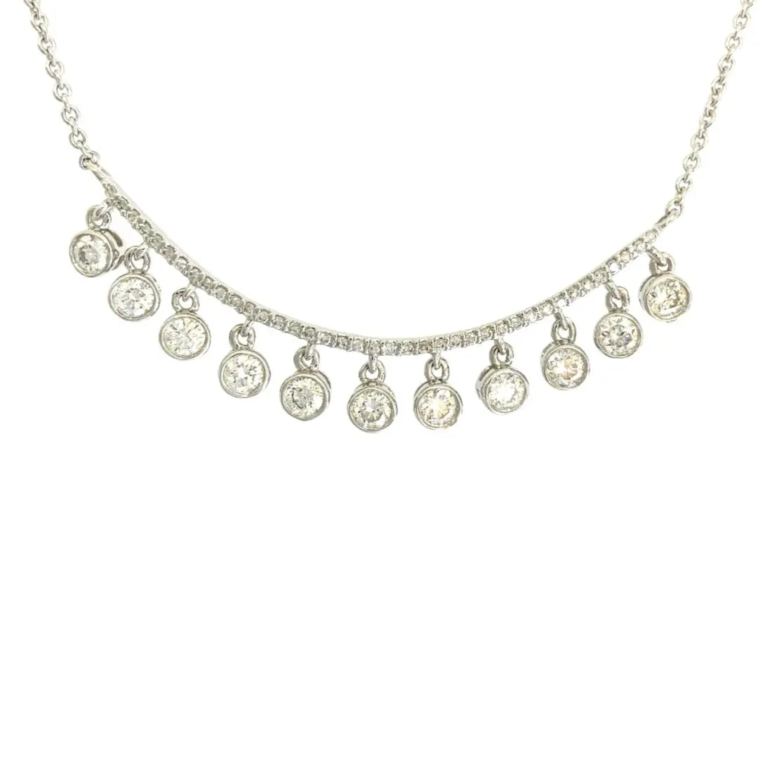 White Gold U Shape Pendant With Hanging Diamonds dansonjewelers