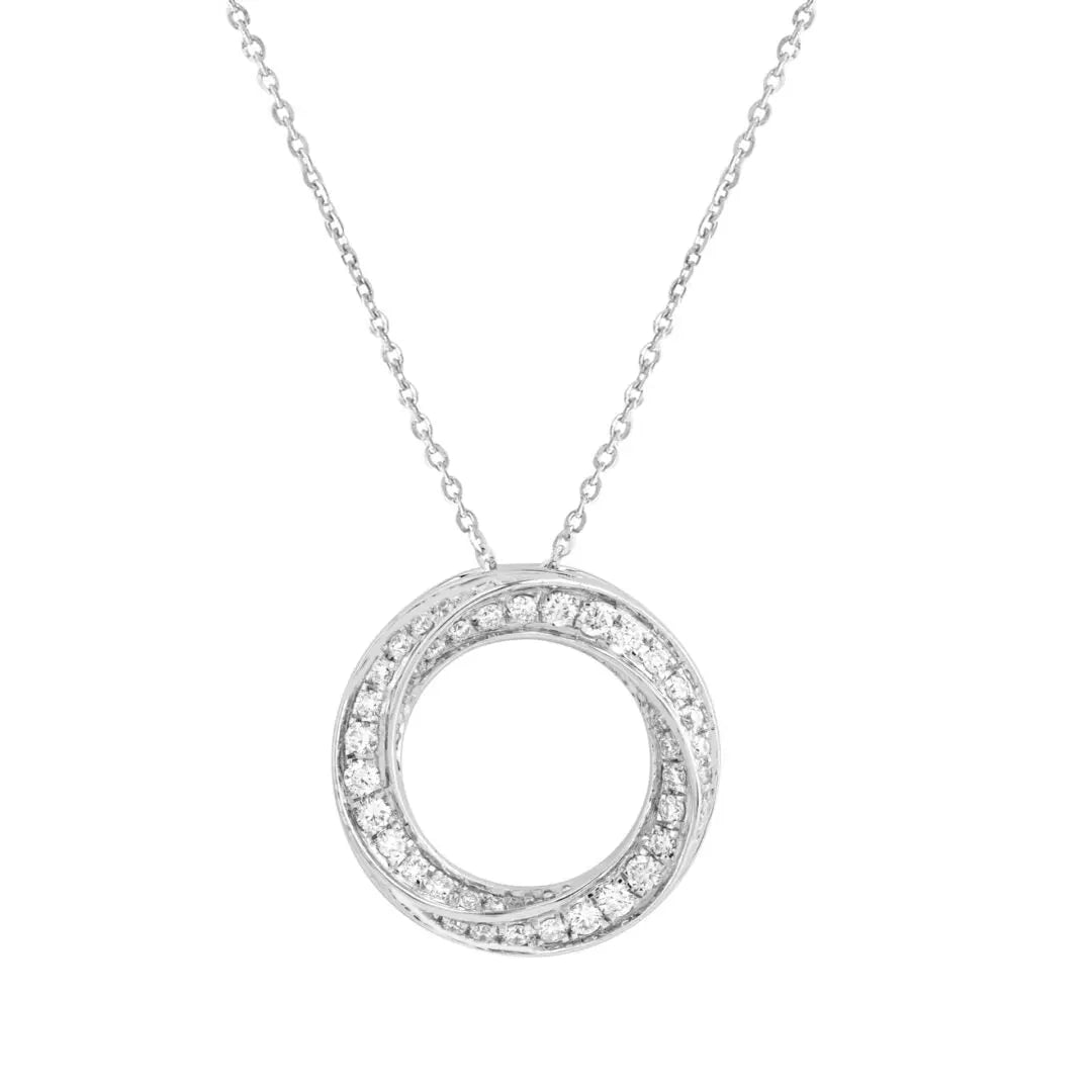 White Gold Necklaces White Gold and Diamond Circle Pendant dansonjewelers Danson Jewelers 