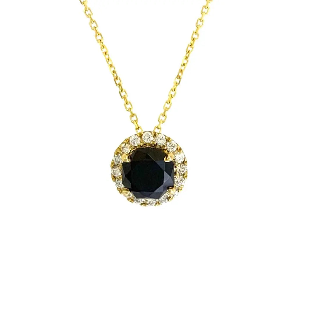 Yellow Gold Black Spinel and Diamond Necklace - Danson Jewelers Yellow Gold Necklace 