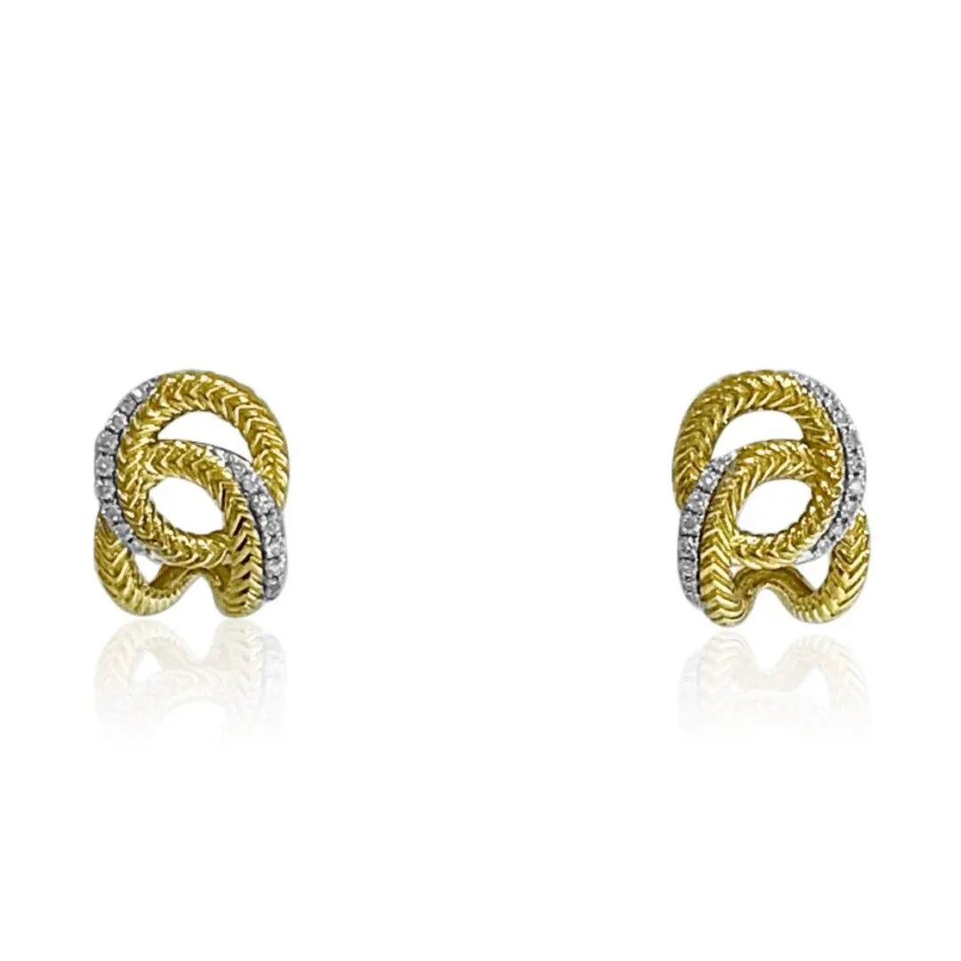 Yellow Gold Braid and Diamond Earrings - Danson Jewelers Yellow Gold Earrings 