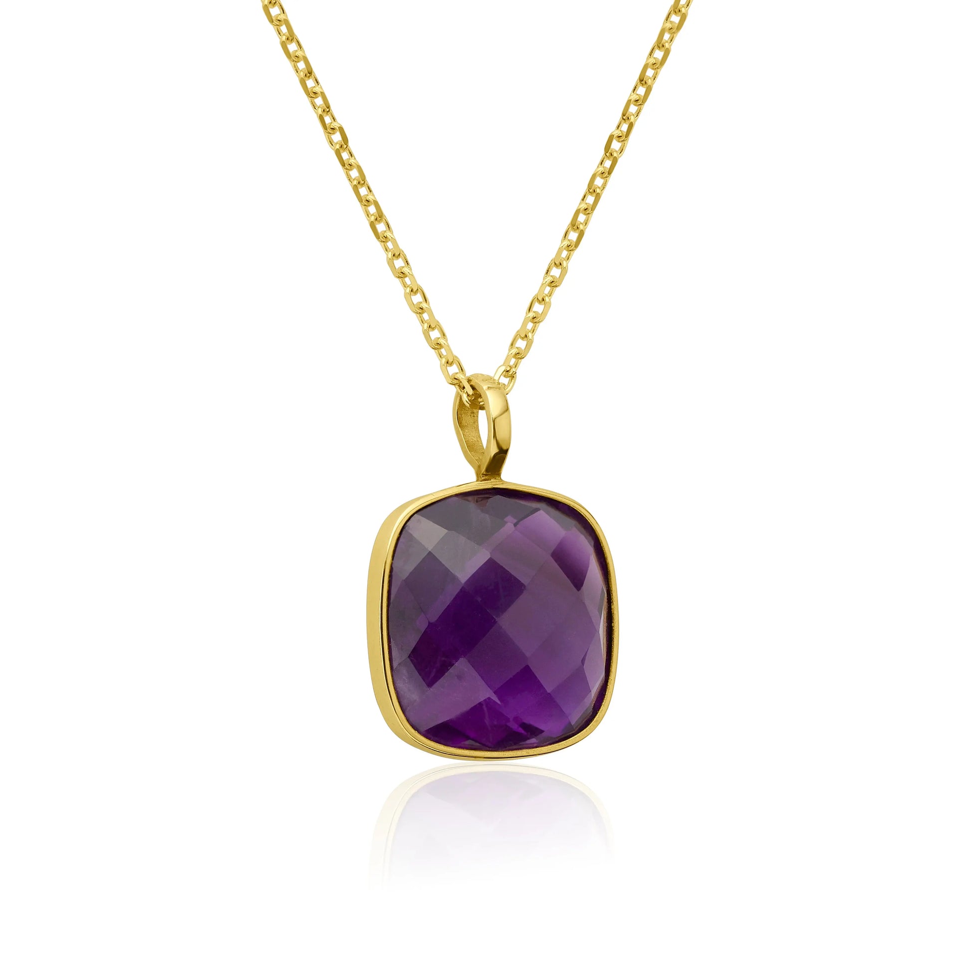Yellow Gold Necklace Yellow Gold Checkerboard Amethyst Necklace Danson Jewelers Danson Jewelers 
