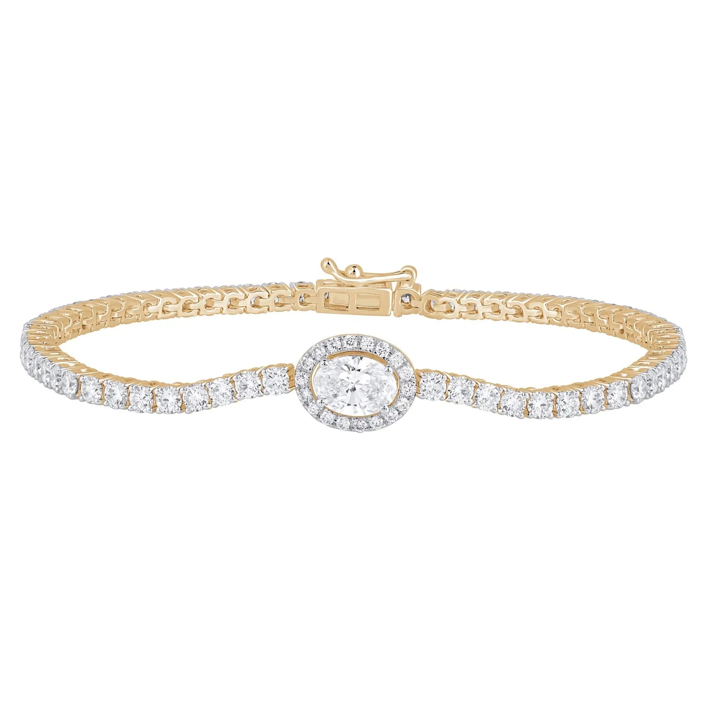 Bracelets Yellow Gold Diamond Bracelet With Oval Center Danson Jewelers Danson Jewelers 