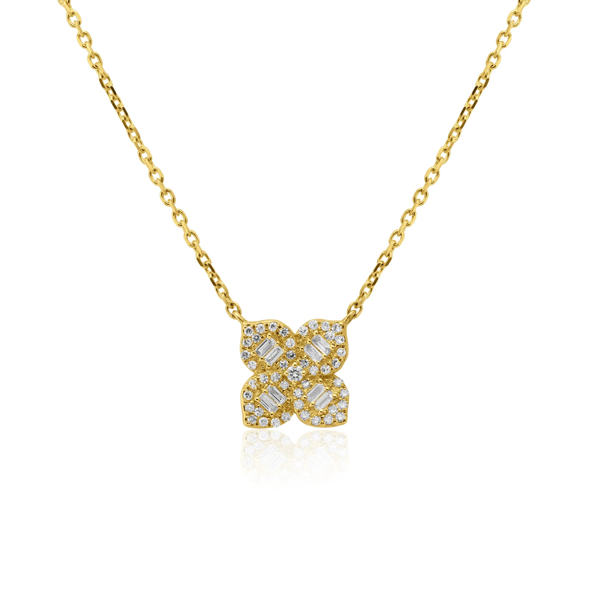 Yellow Gold Necklace Yellow Gold Diamond Clover Necklace dansonjewelers Danson Jewelers 