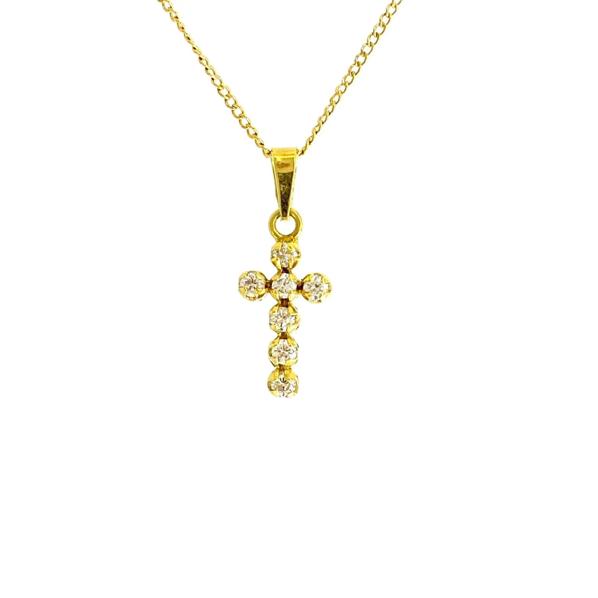 Yellow Gold Necklace Yellow Gold Diamond Cross Danson Jewelers Danson Jewelers 