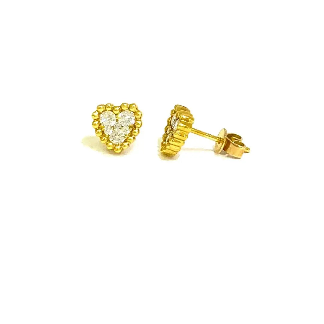 Yellow Gold Diamond Heart Earrings dansonjewelers