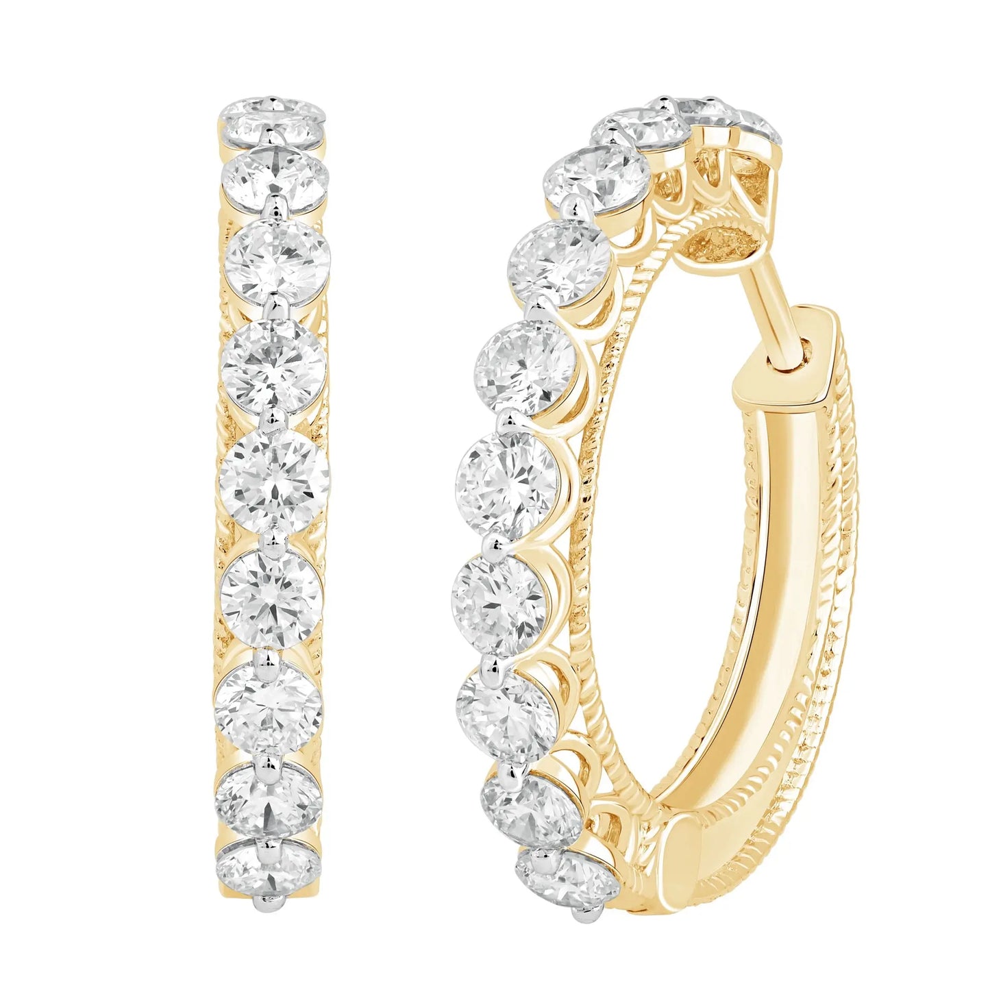 Yellow Gold Earrings Yellow Gold Diamond Hoop Earrings Danson Jewelers Danson Jewelers 
