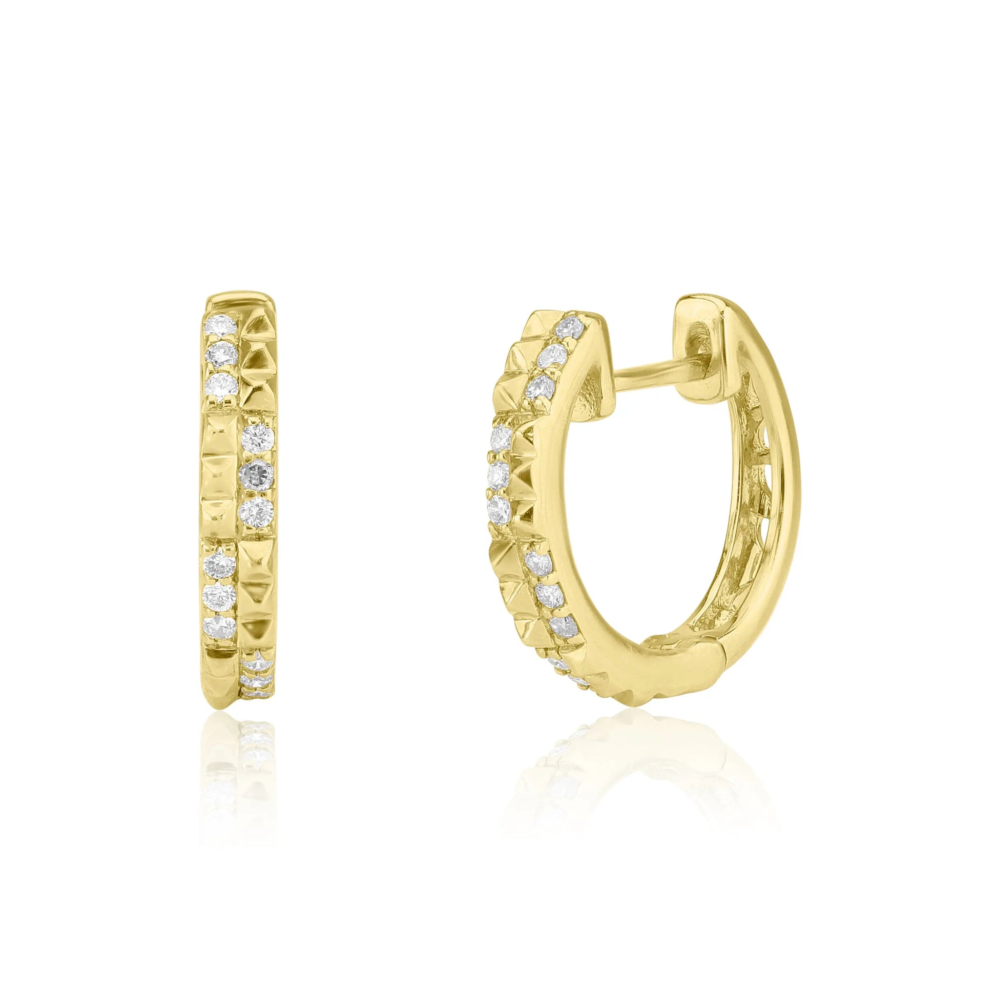 White Gold Earrings Yellow Gold Diamond Huggie Earrings dansonjewelers Danson Jewelers 