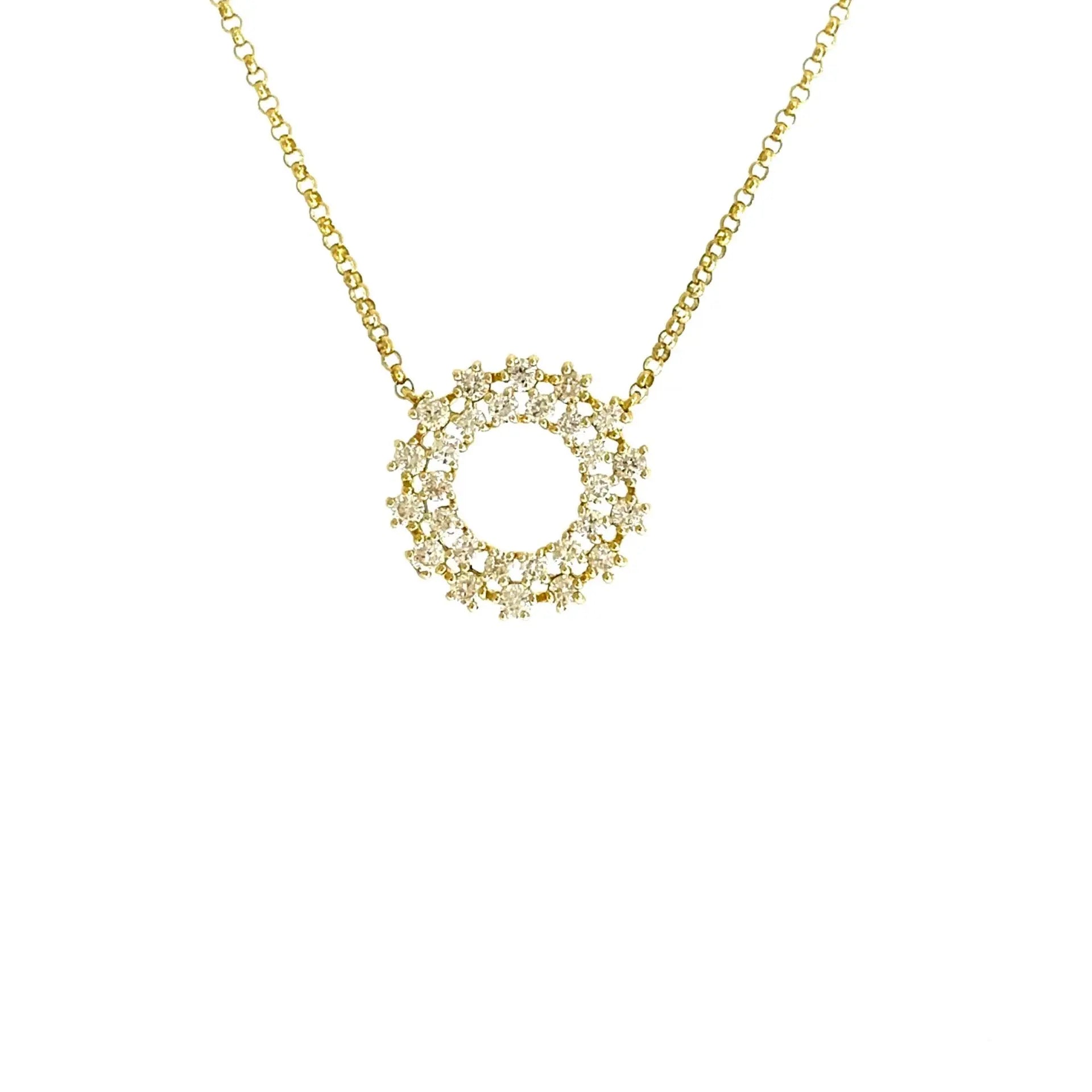 Yellow Gold Necklace Yellow Gold Diamond Open Circle Pendant Danson Jewelers Danson Jewelers 