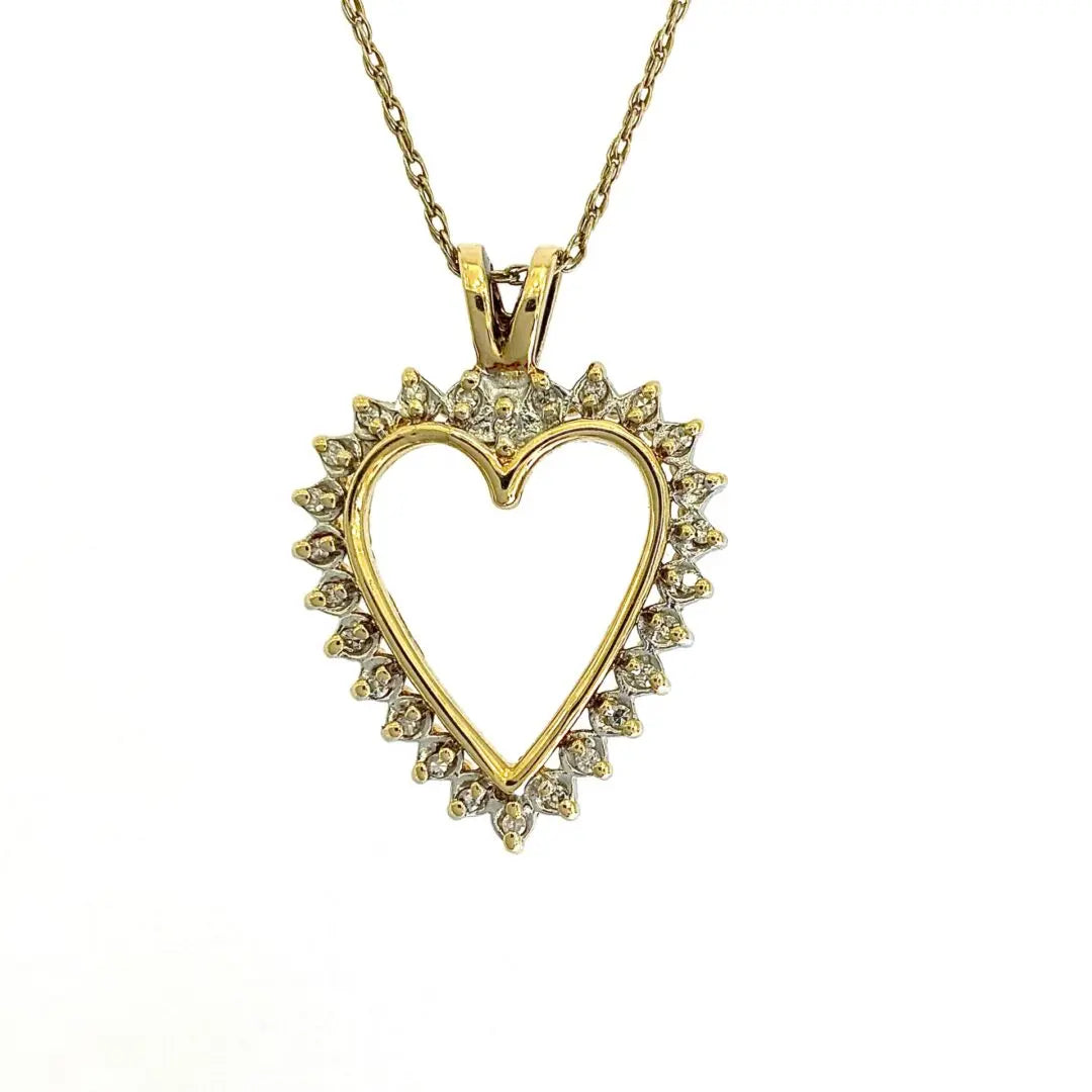 Yellow Gold Diamond Open Heart Pendant dansonjewelers