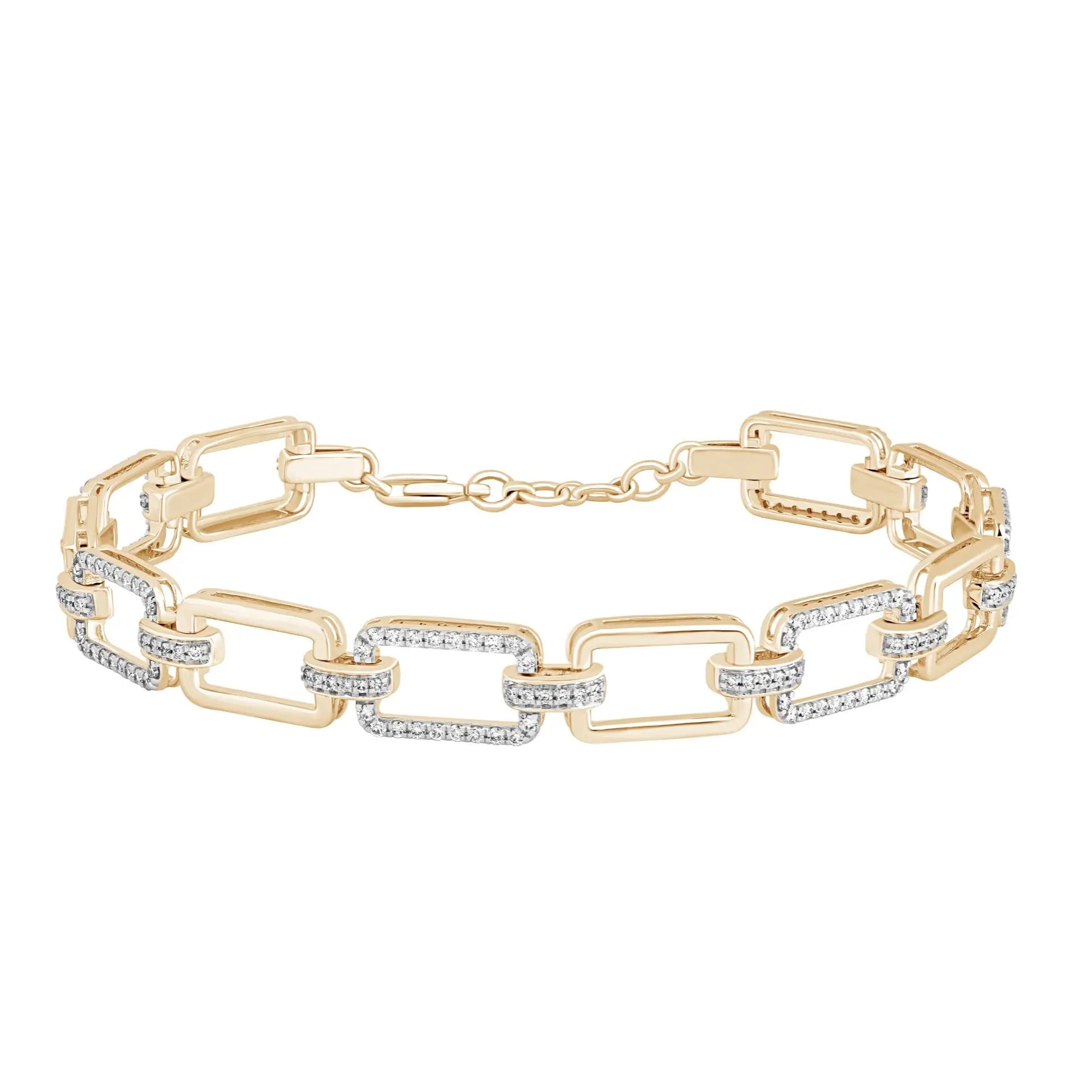 Bracelets Yellow Gold Diamond Square Link Bracelet Danson Jewelers Danson Jewelers 