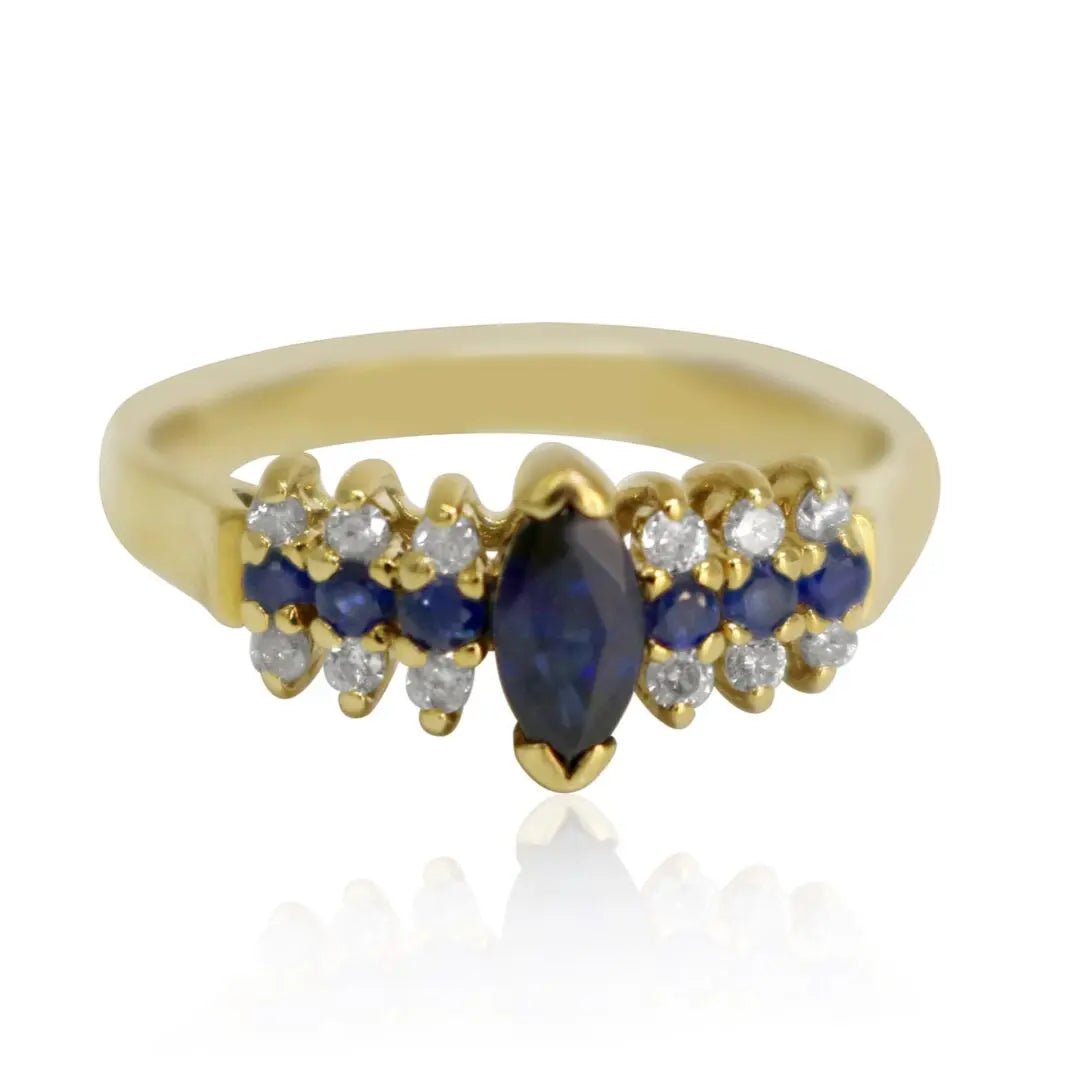 Yellow Gold Diamond and Sapphire Yellow Gold Ring - Danson Jewelers Gemstone Rings 