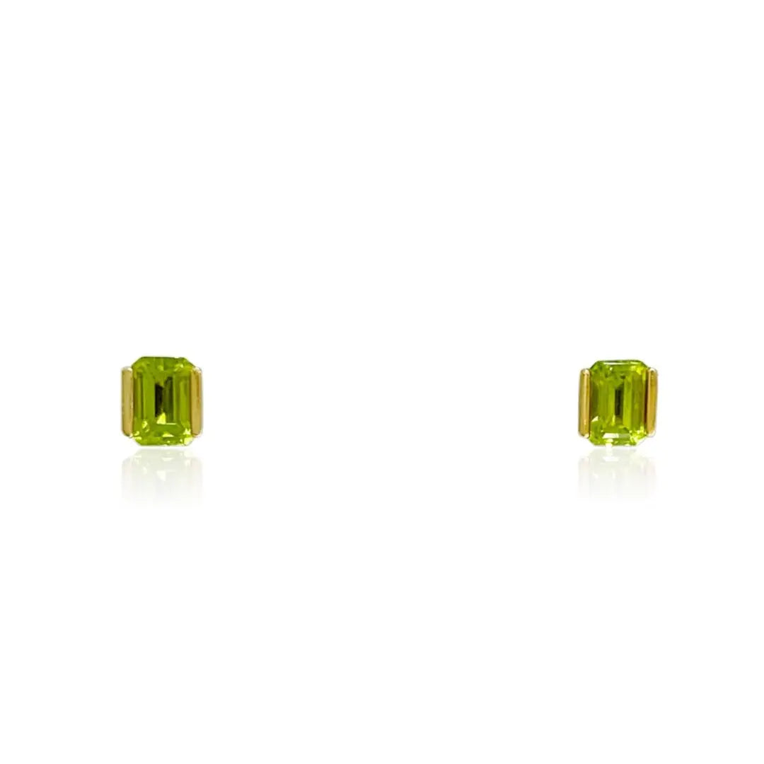 Yellow Gold Emerald Cut Peridot Earrings - Danson Jewelers Yellow Gold Earrings 