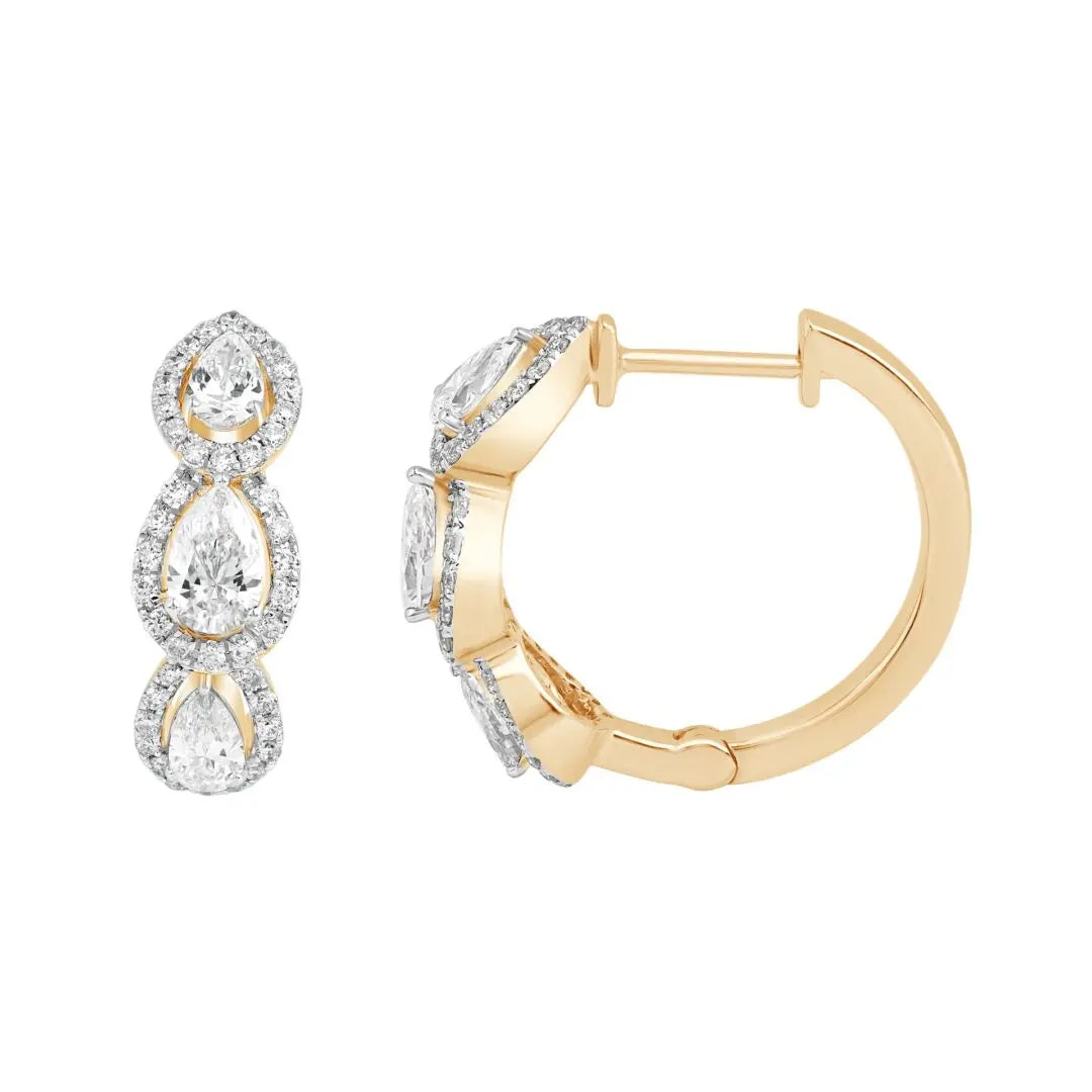 Yellow Gold Earrings Yellow Gold Hoop with Pear Shape Diamond Earrings dansonjewelers Danson Jewelers 