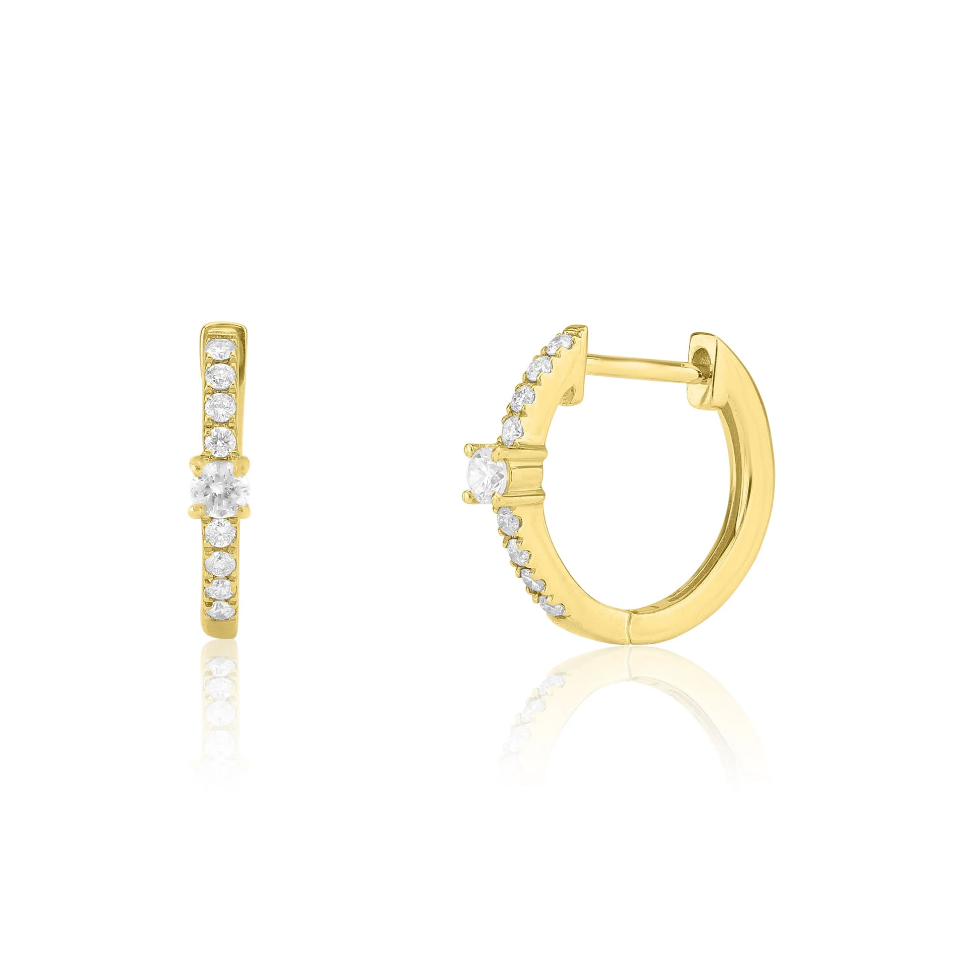 White Gold Earrings Yellow Gold Huggie Diamond Earrings Danson Jewelers Danson Jewelers 