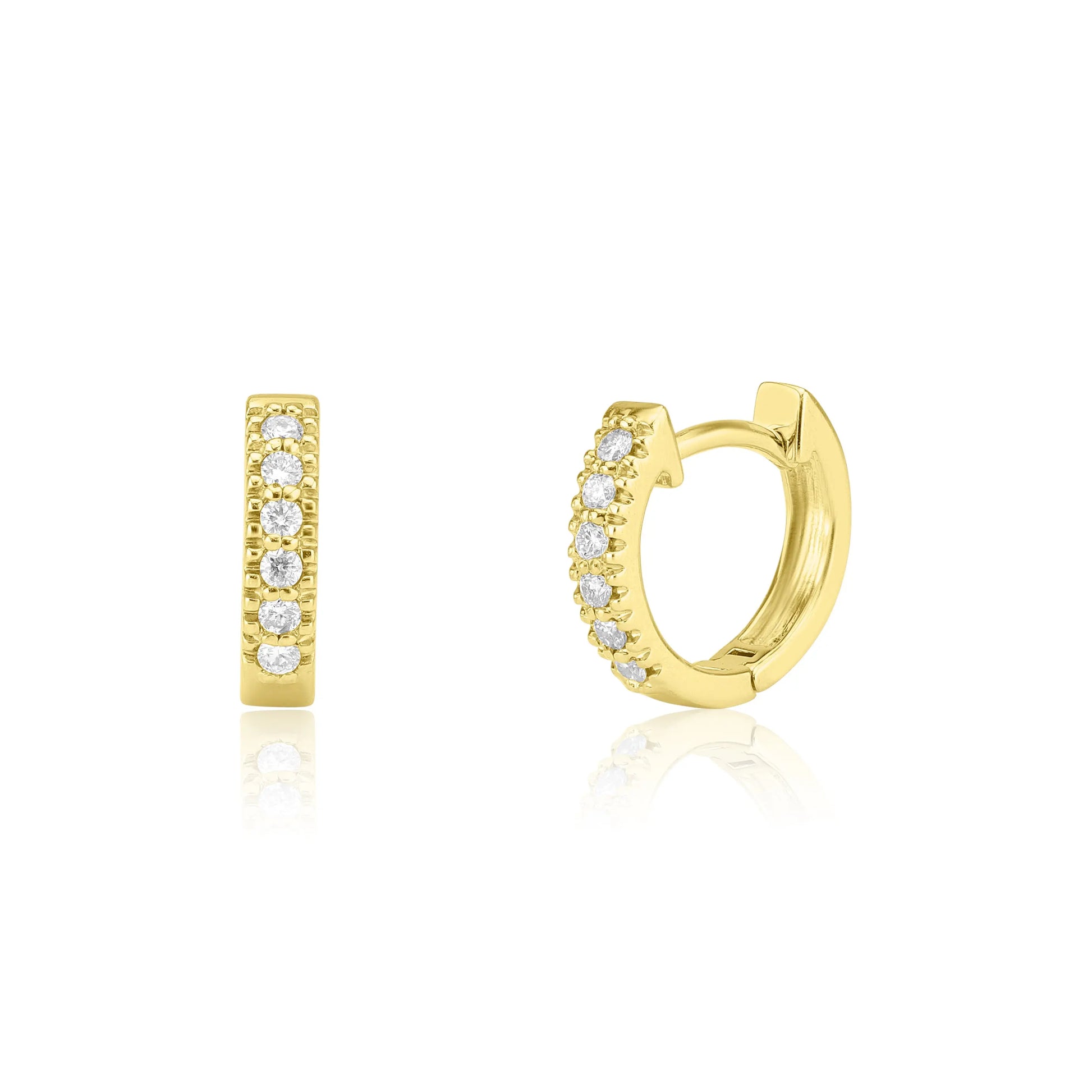 White Gold Earrings Yellow Gold Huggie Diamond Earrings Danson Jewelers Danson Jewelers 