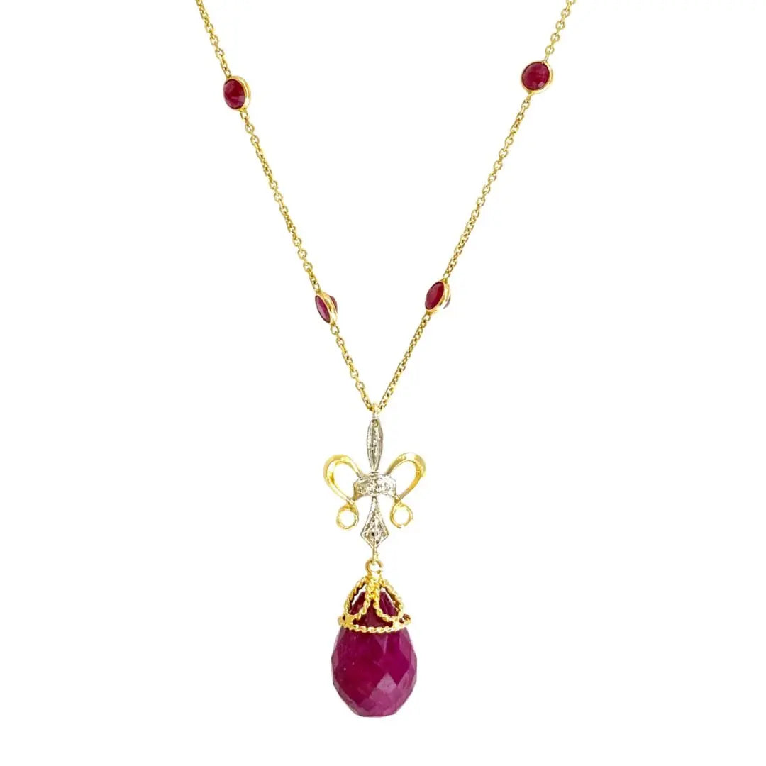 Yellow Gold Ruby Briollette Yellow Gold Pendant - Danson Jewelers Yellow Gold Necklace 