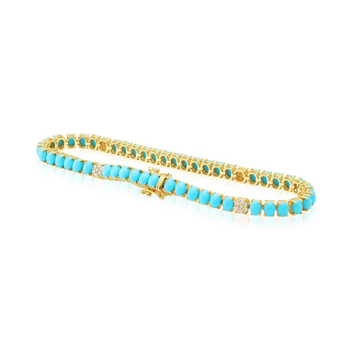 Bracelets Yellow Gold Turquoise and Diamond Bracelet dansonjewelers Danson Jewelers