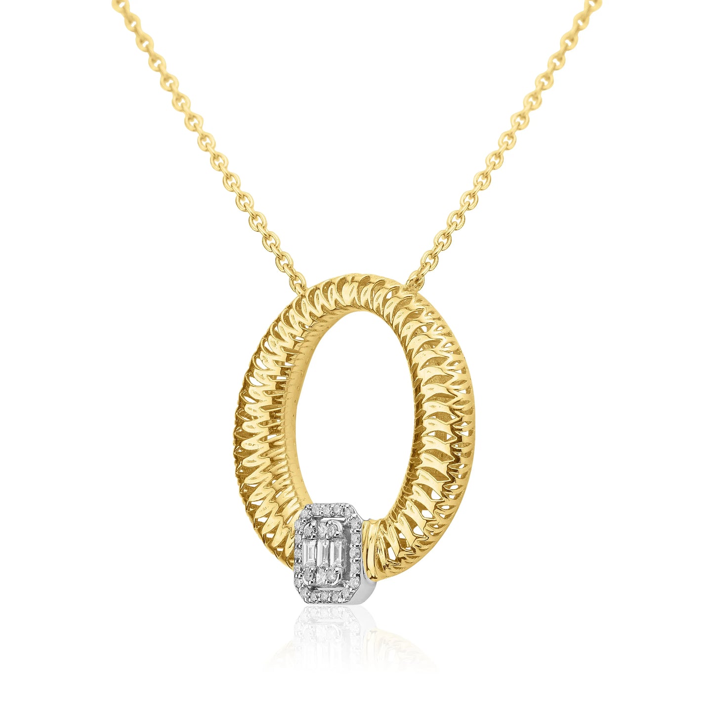 Yellow Gold Necklace Yellow Gold Weave Circle With Diamonds dansonjewelers Danson Jewelers 